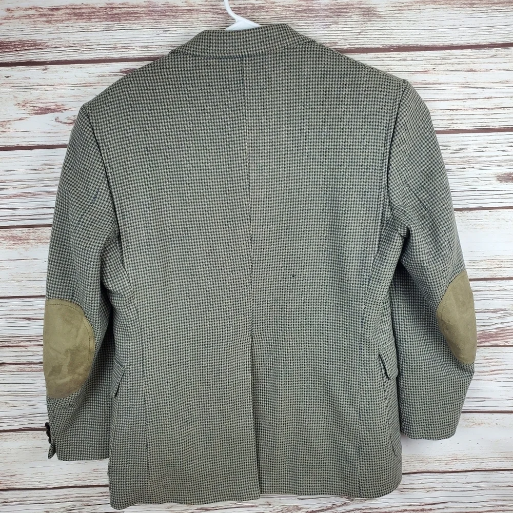 Pendleton Mens Size 40 Vtg 100% Wool Green Houndstooth 2-Button Blazer Jacket